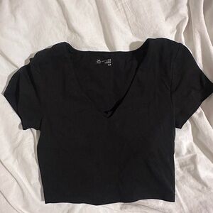Aerie Black V-Neck Crop Top